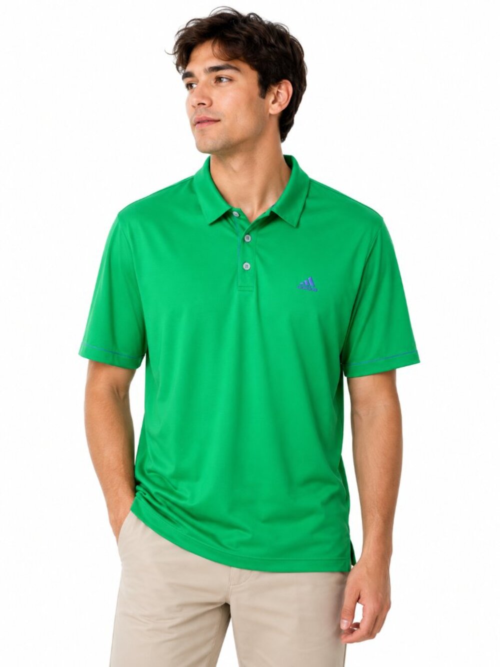 Adidas Bright Green Performance Polo Shirt Men’s Golf Athletic Casual